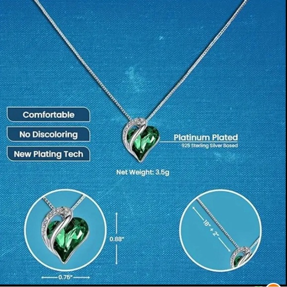 Silver Emerald Green Jade Infinity Love Pendant For Women - Picture 5 of 10